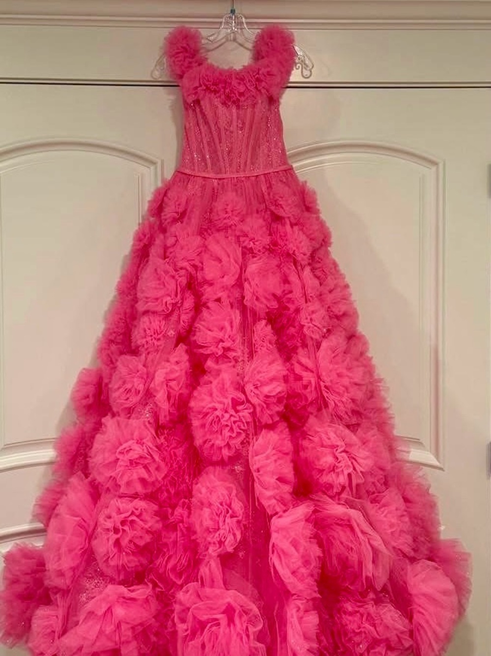 Sherri Hill Vibrant Pink Tulle Gown - Picture 4 of 4